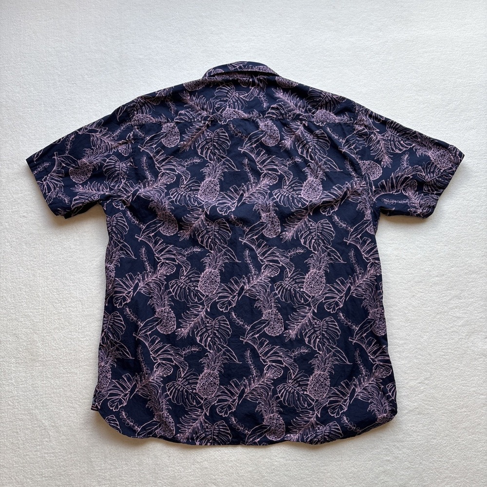 Sunrise Kingdom Men XL Hawaiian Shirt Pineapple Leaves Tropical Short Sleeve - Picture 14 of 16